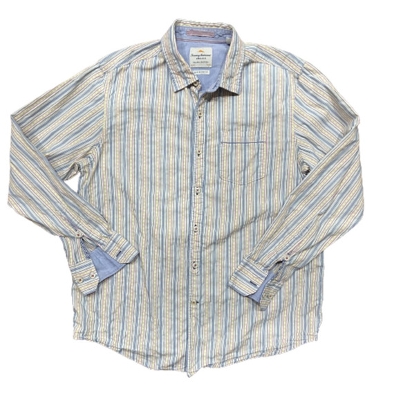 Tommy Bahama 100% Cotton Island Fit Striped Multicolor Shirt Men's Size Medium - Picture 8 of 8